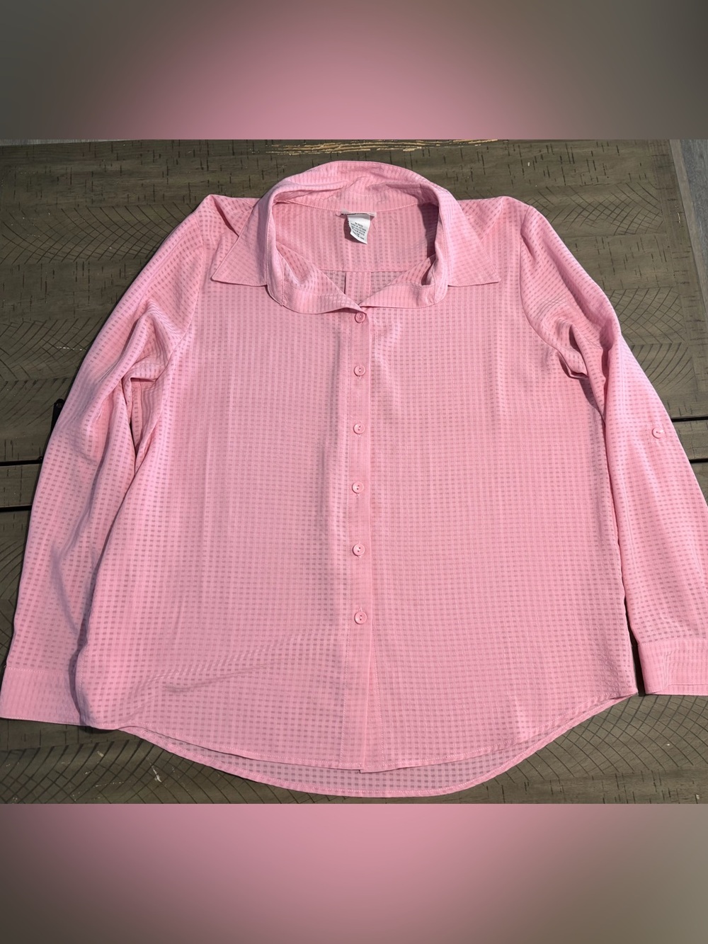 Bon Worth Pink Waffle Knit Button-Down Shirt